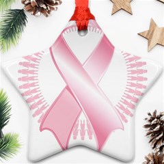 Breast Cancer Ribbon Pink Girl Women Ornament (star) by Mariart