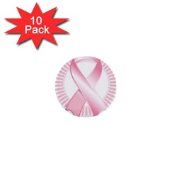 Breast Cancer Ribbon Pink Girl Women 1  Mini Buttons (10 Pack)  by Mariart