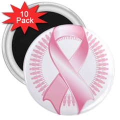 Breast Cancer Ribbon Pink Girl Women 3  Magnets (10 Pack)  by Mariart