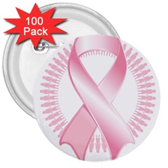 Breast Cancer Ribbon Pink Girl Women 3  Buttons (100 Pack)  by Mariart