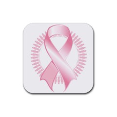 Breast Cancer Ribbon Pink Girl Women Rubber Coaster (square)  by Mariart