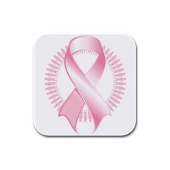 Breast Cancer Ribbon Pink Girl Women Rubber Square Coaster (4 Pack)  by Mariart