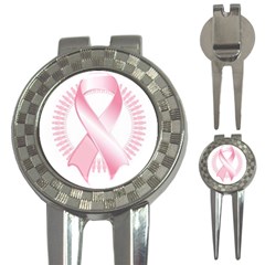 Breast Cancer Ribbon Pink Girl Women 3-in-1 Golf Divots