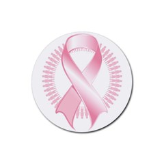 Breast Cancer Ribbon Pink Girl Women Rubber Round Coaster (4 Pack)  by Mariart