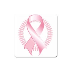 Breast Cancer Ribbon Pink Girl Women Square Magnet by Mariart