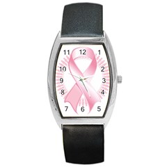 Breast Cancer Ribbon Pink Girl Women Barrel Style Metal Watch by Mariart