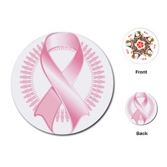 Breast Cancer Ribbon Pink Girl Women Playing Cards (round)  by Mariart