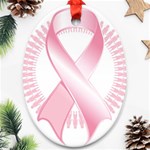 Breast Cancer Ribbon Pink Girl Women Oval Ornament (Two Sides) Front