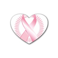 Breast Cancer Ribbon Pink Girl Women Rubber Coaster (heart)  by Mariart