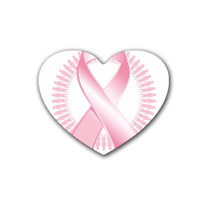 Breast Cancer Ribbon Pink Girl Women Heart Coaster (4 pack) 