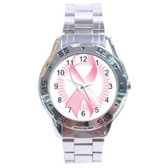 Breast Cancer Ribbon Pink Girl Women Stainless Steel Analogue Watch by Mariart