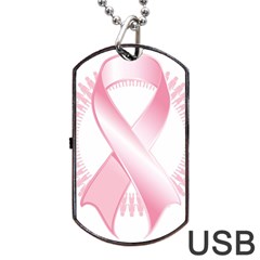 Breast Cancer Ribbon Pink Girl Women Dog Tag Usb Flash (one Side) by Mariart