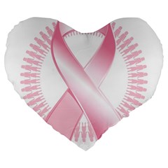 Breast Cancer Ribbon Pink Girl Women Large 19  Premium Heart Shape Cushions by Mariart