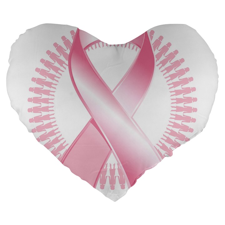 Breast Cancer Ribbon Pink Girl Women Large 19  Premium Heart Shape Cushions