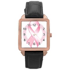 Breast Cancer Ribbon Pink Girl Women Rose Gold Leather Watch  by Mariart