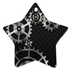 Chain Iron Polka Dot Black Silver Ornament (star) by Mariart