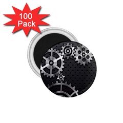 Chain Iron Polka Dot Black Silver 1 75  Magnets (100 Pack)  by Mariart