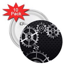 Chain Iron Polka Dot Black Silver 2 25  Buttons (10 Pack)  by Mariart