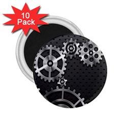 Chain Iron Polka Dot Black Silver 2 25  Magnets (10 Pack) 