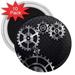 Chain Iron Polka Dot Black Silver 3  Magnets (10 Pack)  by Mariart