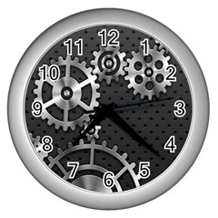 Chain Iron Polka Dot Black Silver Wall Clocks (silver)  by Mariart