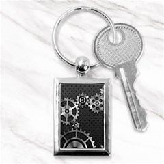 Chain Iron Polka Dot Black Silver Key Chains (rectangle)  by Mariart