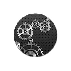 Chain Iron Polka Dot Black Silver Magnet 3  (round) by Mariart