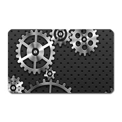 Chain Iron Polka Dot Black Silver Magnet (rectangular) by Mariart