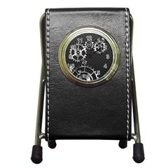 Chain Iron Polka Dot Black Silver Pen Holder Desk Clocks by Mariart