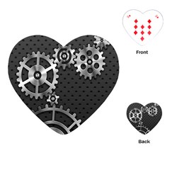 Chain Iron Polka Dot Black Silver Playing Cards (heart)  by Mariart