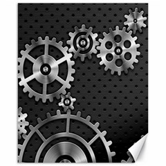 Chain Iron Polka Dot Black Silver Canvas 16  X 20   by Mariart