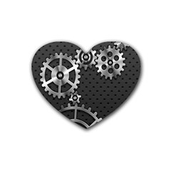 Chain Iron Polka Dot Black Silver Heart Coaster (4 Pack)  by Mariart