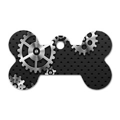 Chain Iron Polka Dot Black Silver Dog Tag Bone (one Side) by Mariart