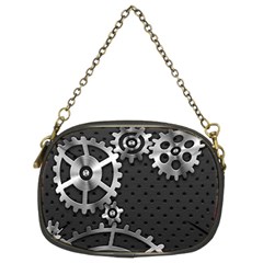 Chain Iron Polka Dot Black Silver Chain Purses (two Sides)  by Mariart