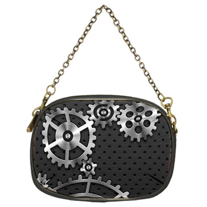 Chain Iron Polka Dot Black Silver Chain Purses (Two Sides) 