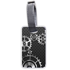 Chain Iron Polka Dot Black Silver Luggage Tags (one Side)  by Mariart