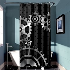 Chain Iron Polka Dot Black Silver Shower Curtain 36  X 72  (stall)  by Mariart