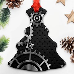 Chain Iron Polka Dot Black Silver Christmas Tree Ornament (two Sides) by Mariart