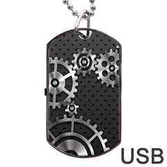 Chain Iron Polka Dot Black Silver Dog Tag Usb Flash (one Side) by Mariart