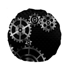 Chain Iron Polka Dot Black Silver Standard 15  Premium Round Cushions by Mariart