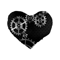 Chain Iron Polka Dot Black Silver Standard 16  Premium Heart Shape Cushions by Mariart