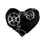 Chain Iron Polka Dot Black Silver Standard 16  Premium Heart Shape Cushions Back