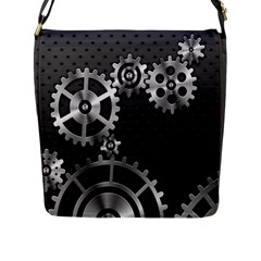 Chain Iron Polka Dot Black Silver Flap Messenger Bag (l)  by Mariart