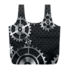 Chain Iron Polka Dot Black Silver Full Print Recycle Bags (l)  by Mariart