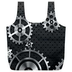 Chain Iron Polka Dot Black Silver Full Print Recycle Bags (l)  by Mariart