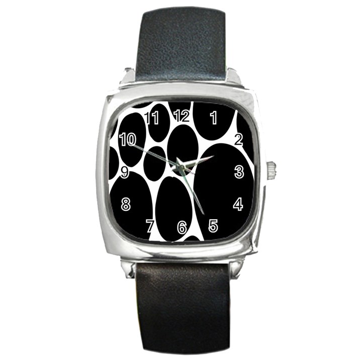 Dalmatian Black Spot Stone Square Metal Watch