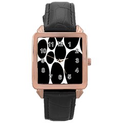 Dalmatian Black Spot Stone Rose Gold Leather Watch  by Mariart