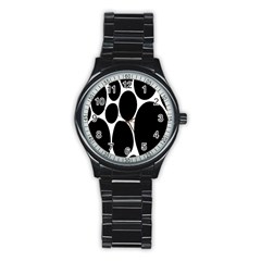 Dalmatian Black Spot Stone Stainless Steel Round Watch by Mariart