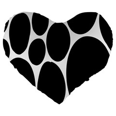 Dalmatian Black Spot Stone Large 19  Premium Flano Heart Shape Cushions by Mariart