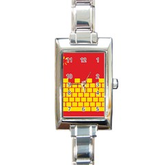 Firewall Bridge Signal Yellow Red Rectangle Italian Charm Watch by Mariart